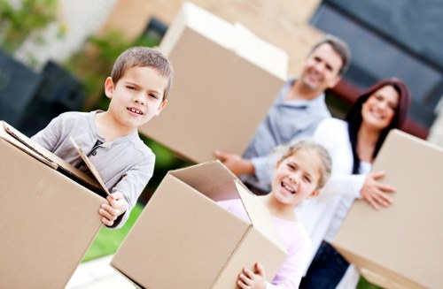 Packed boxes and furniture ready for transport during an Earls Court removal
