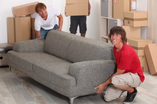 Moving boxes and wrap prepared for an Earls Court relocation