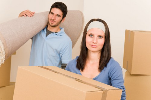 Moving team handling office access challenges in an Earls Court building