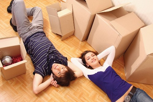 Prepared boxes and household items for a man and van move
