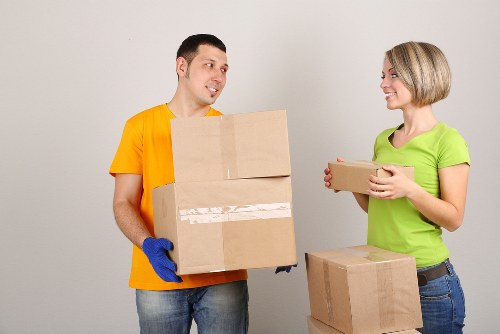 Packed boxes and belongings prepared for a local removal in Earls Court