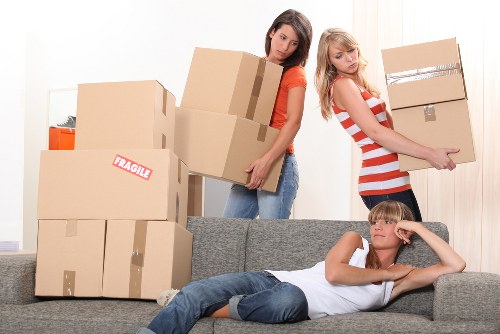 Preparing labelled boxes and workstations for an office removal in Earls Court